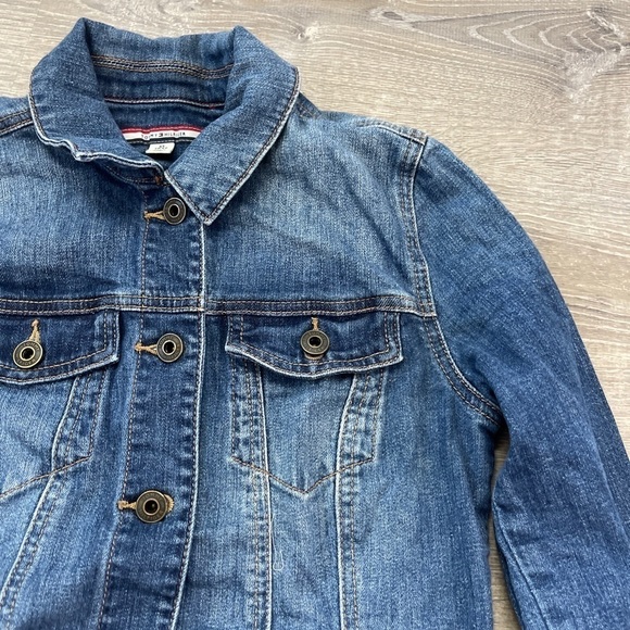 Y2K Tommy Jeans Hilfiger Womens Denim Trucker Jacket Dark Wash size XS - Picture 3 of 6